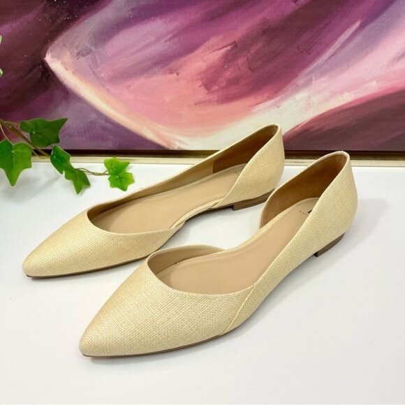 Sam Edelman Women's Wanda Pointed Toe Flat in Bleached Beechwood Weave Size 10 - Picture 4 of 9